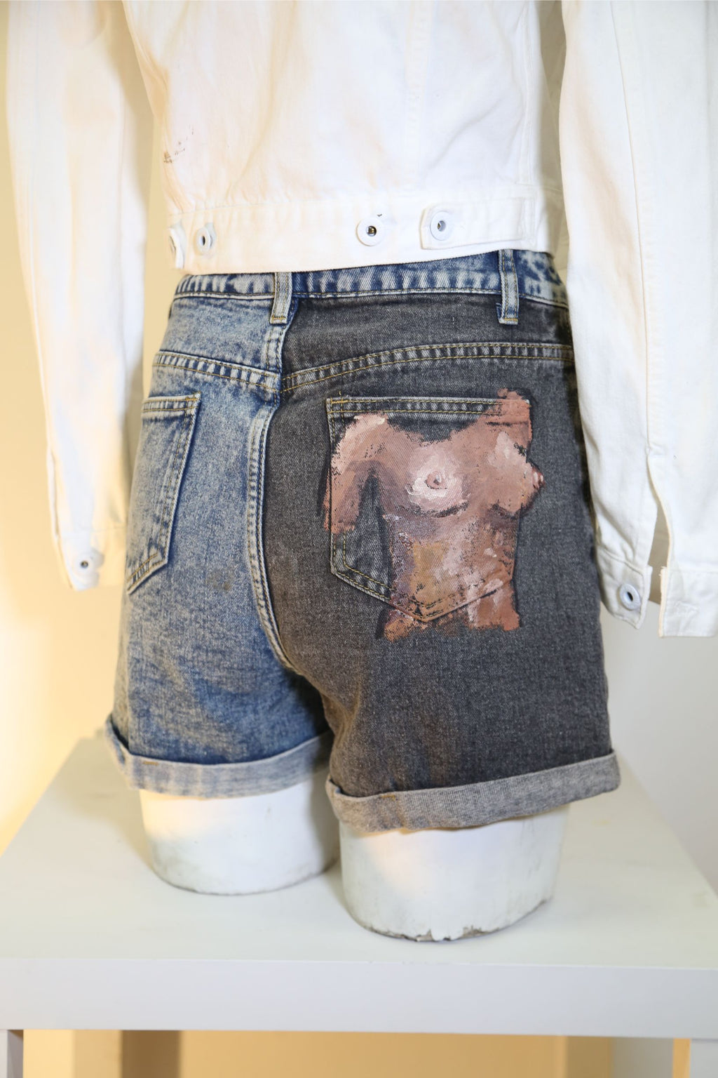 'Rosemary' HandPainted TwoTone Denim Shorts MARMALADE