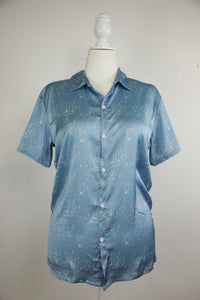 The Muse Button-Up in Blue Silk
