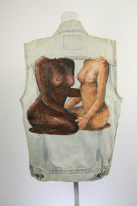 'Lovers' Hand-Painted Denim Vest