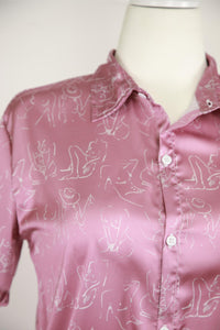 The Muse Button-Up in Pink Silk