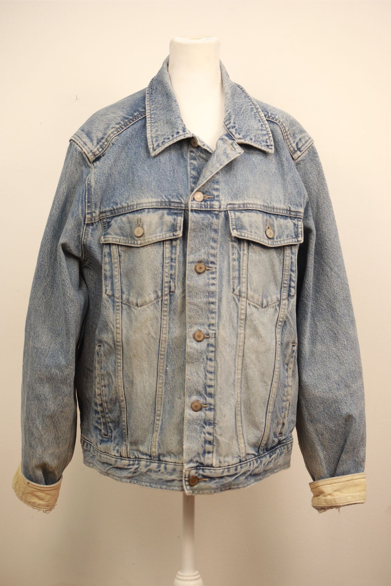 'Carter' Hand-Painted Denim Jacket with Corduroy Details