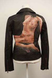 'Rosemary' Hand-Painted Vegan Leather Jacket