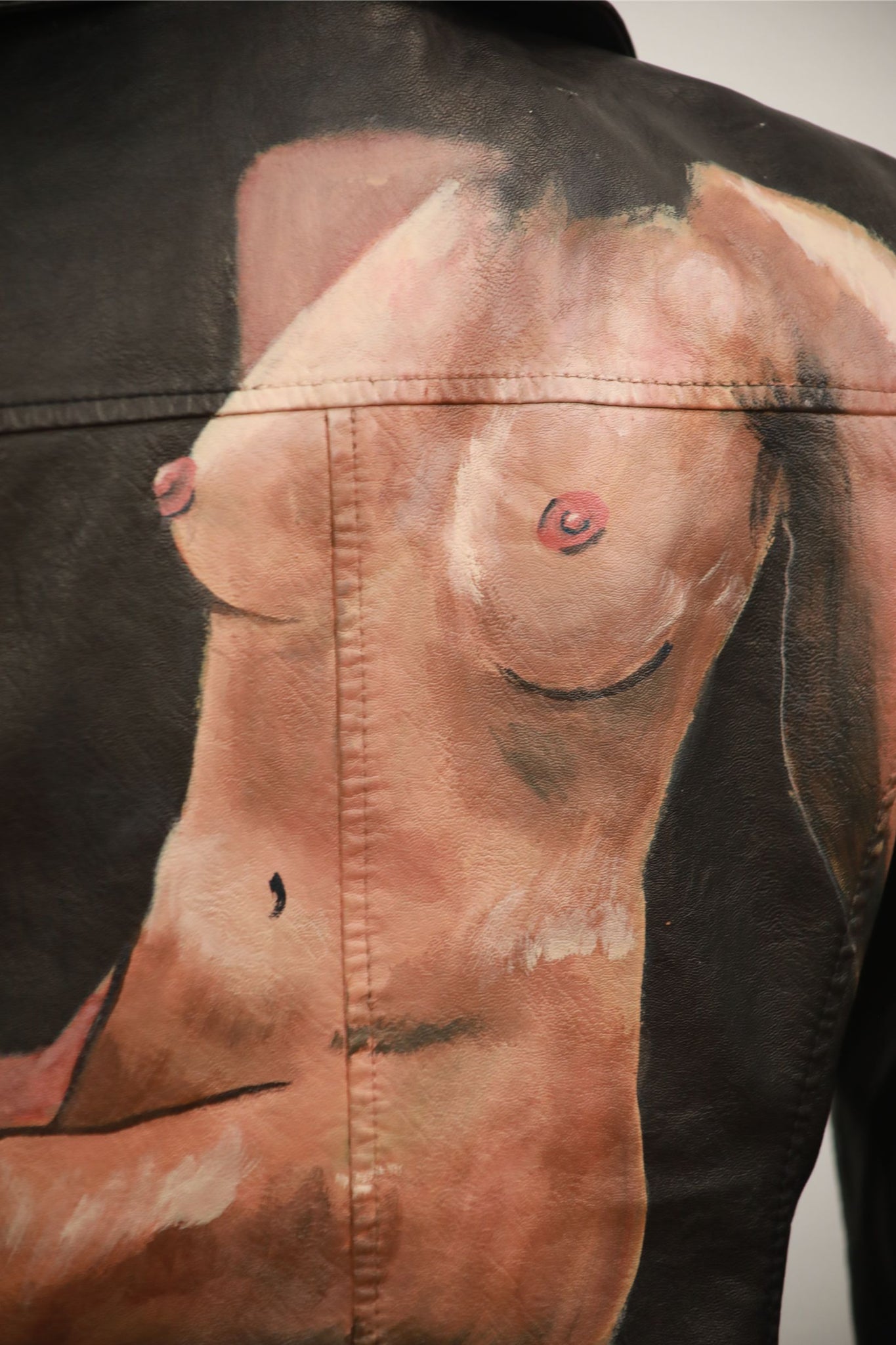 'Rosemary' Hand-Painted Vegan Leather Jacket