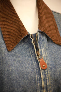 'Lovers' Hand Stitched Denim Jacket with Corduroy  and Leather Details