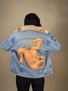 'Carter' Hand-Painted Denim Jacket with Corduroy Details