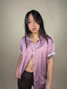 The Muse Button-Up in Pink Silk